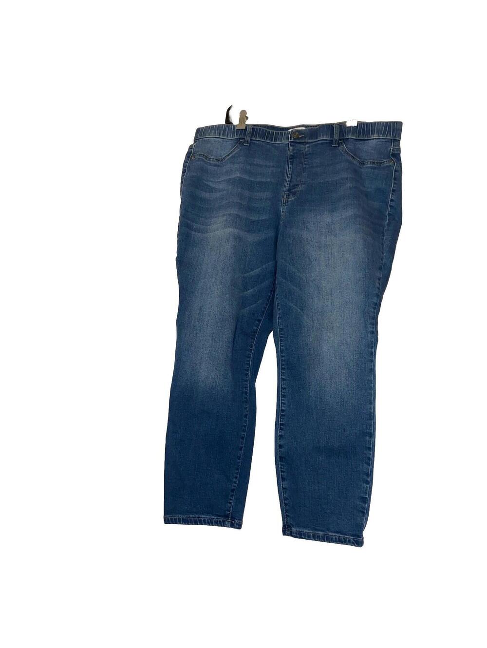 Blue Elastic Waist Denim Jeans